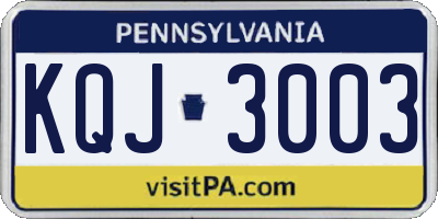 PA license plate KQJ3003