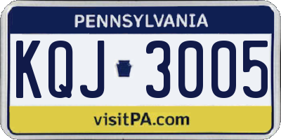 PA license plate KQJ3005