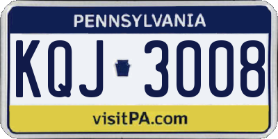 PA license plate KQJ3008