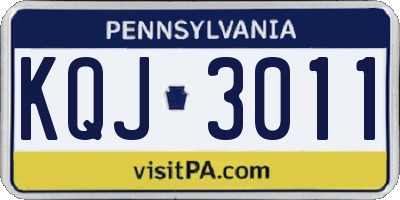 PA license plate KQJ3011