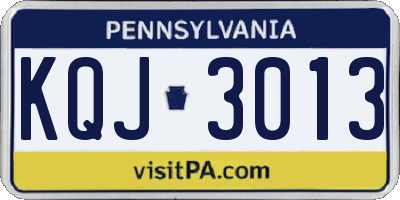 PA license plate KQJ3013