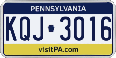 PA license plate KQJ3016