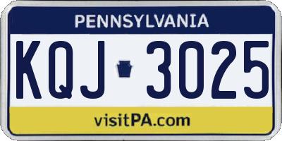 PA license plate KQJ3025