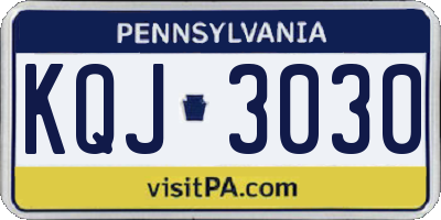 PA license plate KQJ3030