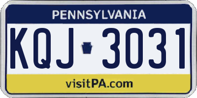 PA license plate KQJ3031
