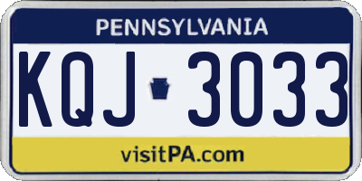 PA license plate KQJ3033