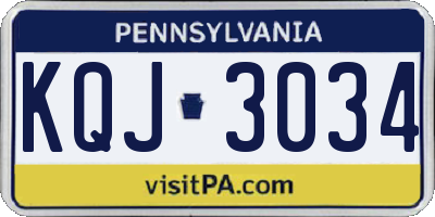 PA license plate KQJ3034