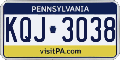 PA license plate KQJ3038