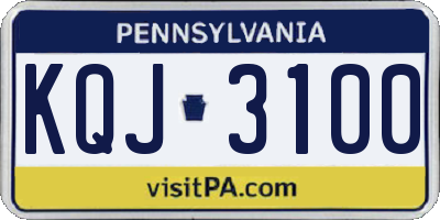 PA license plate KQJ3100