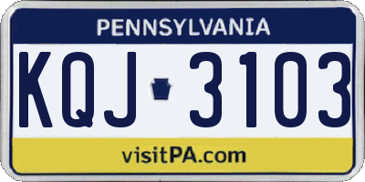 PA license plate KQJ3103