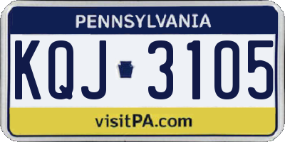PA license plate KQJ3105