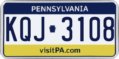PA license plate KQJ3108