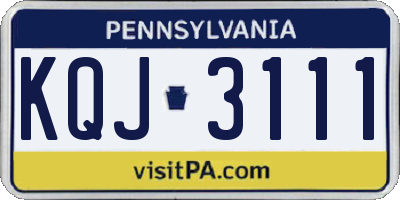 PA license plate KQJ3111
