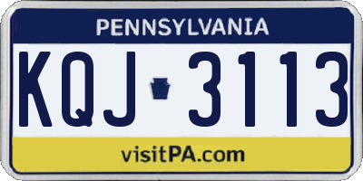 PA license plate KQJ3113