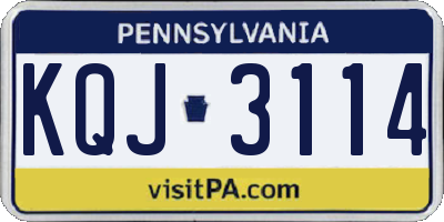 PA license plate KQJ3114