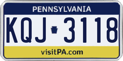 PA license plate KQJ3118