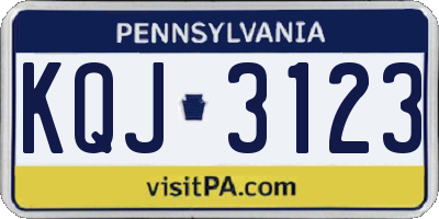 PA license plate KQJ3123
