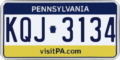 PA license plate KQJ3134