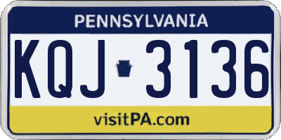 PA license plate KQJ3136