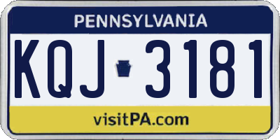 PA license plate KQJ3181