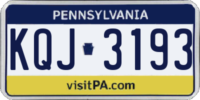 PA license plate KQJ3193