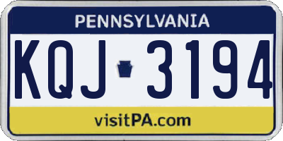 PA license plate KQJ3194