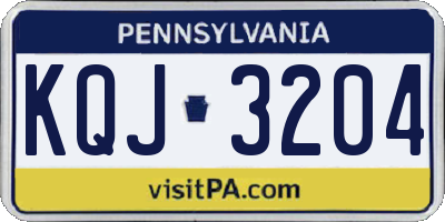 PA license plate KQJ3204