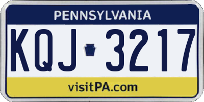 PA license plate KQJ3217