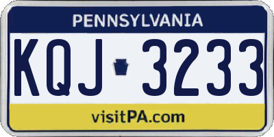 PA license plate KQJ3233