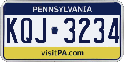 PA license plate KQJ3234