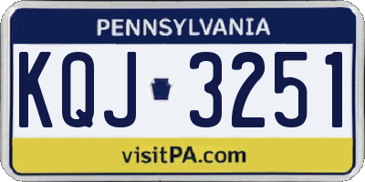 PA license plate KQJ3251