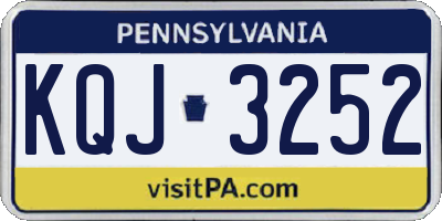 PA license plate KQJ3252