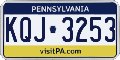 PA license plate KQJ3253