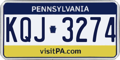 PA license plate KQJ3274