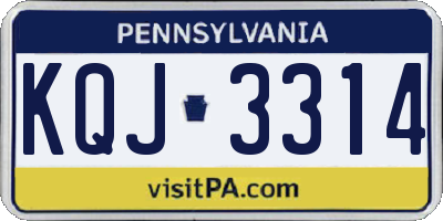 PA license plate KQJ3314