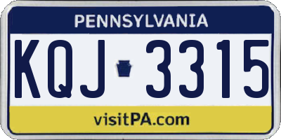 PA license plate KQJ3315