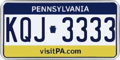 PA license plate KQJ3333