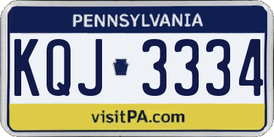 PA license plate KQJ3334