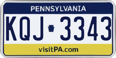PA license plate KQJ3343
