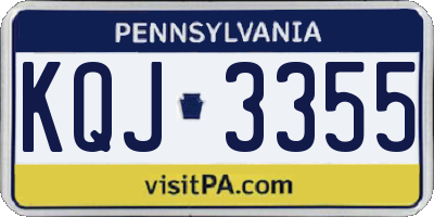 PA license plate KQJ3355