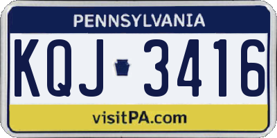 PA license plate KQJ3416