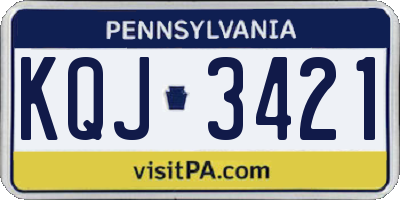 PA license plate KQJ3421