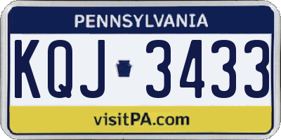 PA license plate KQJ3433
