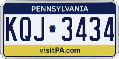 PA license plate KQJ3434