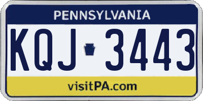 PA license plate KQJ3443