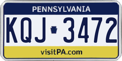 PA license plate KQJ3472