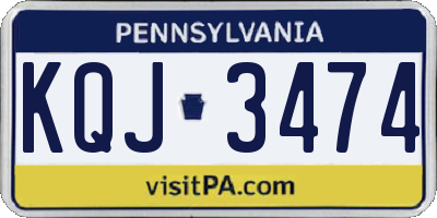 PA license plate KQJ3474
