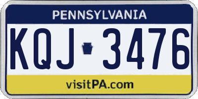 PA license plate KQJ3476