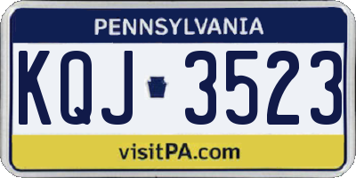 PA license plate KQJ3523