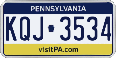PA license plate KQJ3534